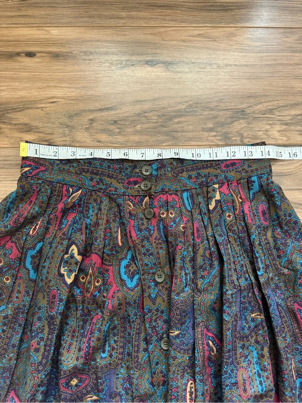 Vintage Giorgio Sant’Angelo Paisley Button Front Midi Skirt Size 10